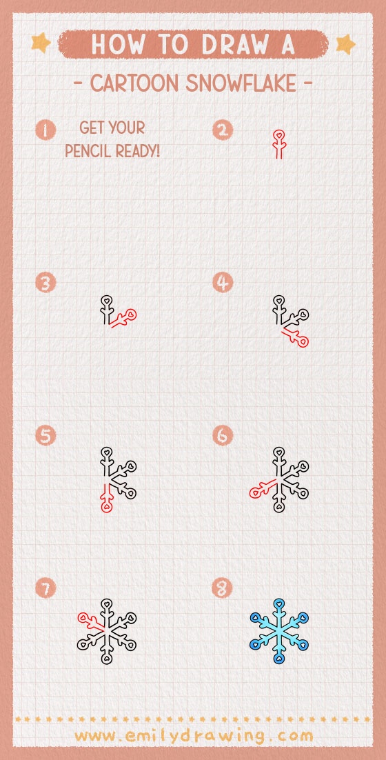 how to draw a cartoon snowflake pinterest pin